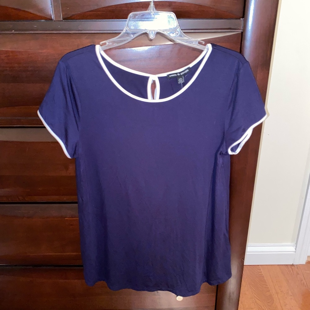 NWT Navy/White Open Back Blouse